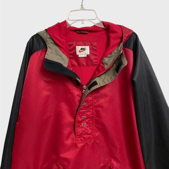 Nike 1/4 Zip Pullover Windbreaker Rain Jacket Men's Size XL Hooded Pockets Lined - Picture 2 of 15